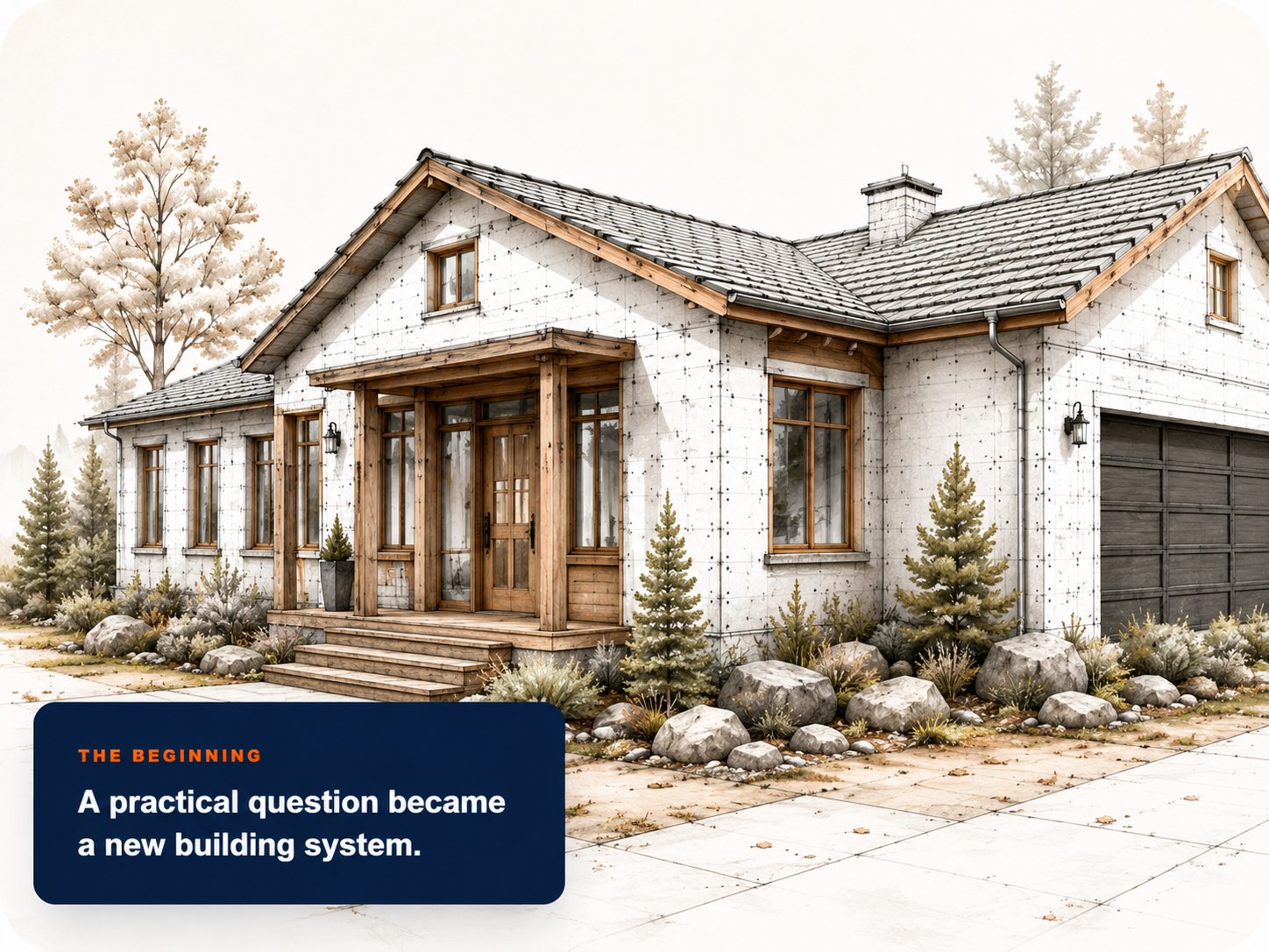 Architectural illustration of the home that inspired Thermal Wall Technology