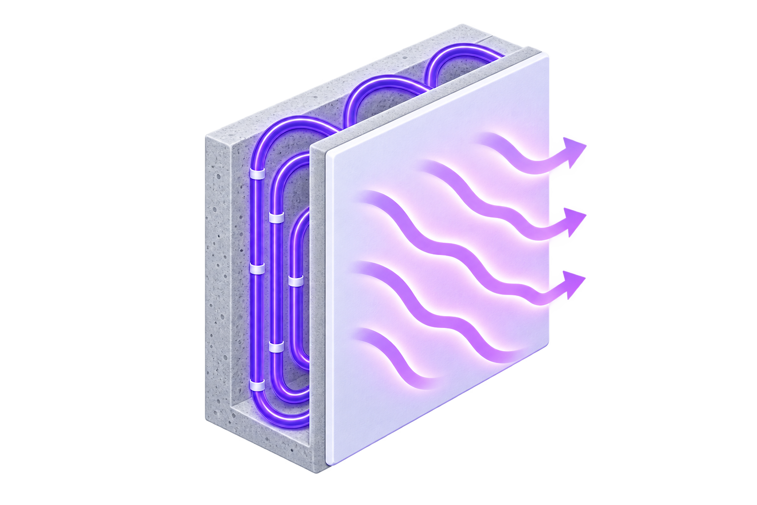 Thermally conductive interior surface radiating energy into a room